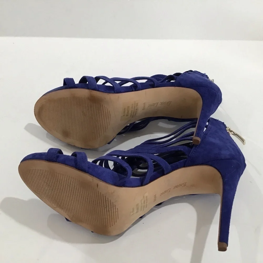 Essex Lane ankle Strap gladiator high heels Blue suede size 8.5 M